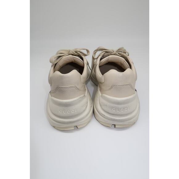 Gucci Leather Rhyton Mouth Print Lace-Up Low Top Sneakers Ivory Size 5.5 - Picture 5 of 16